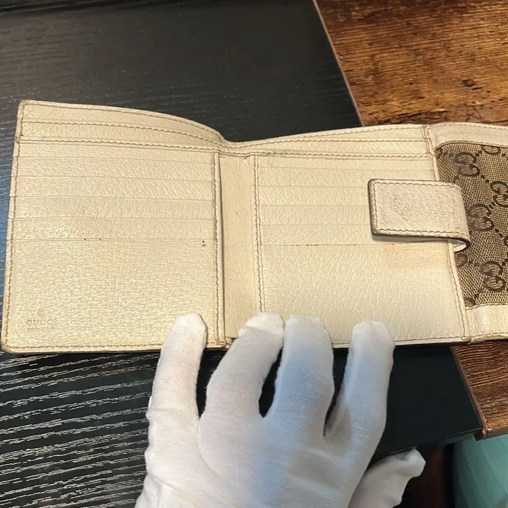 Gucci Wallet Purse GG Beige Brown Woman unisex Authentic Used T256 - with Code. - Picture 5 of 10
